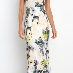 Floral Elegance Satin Maxi Dress